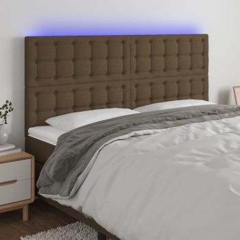 Cabecero LED marrón oscuro 180x5x118/128 cm tela con luces LED