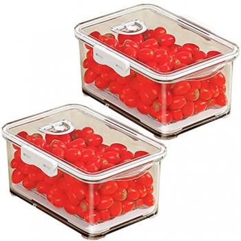 Recipientes de Almacenamiento Joybos - Set de 2 Contenedores Transparentes de 2,5 Litros con Identificador de Fecha y Tapas Apilables