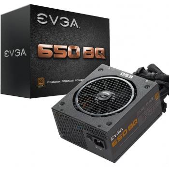 EVGA 650 BQ, 80+ BRONZE 650W, Semi modular, Incluye autoprobador de encendido, fuente de alimentación 110-BQ-0650-V2