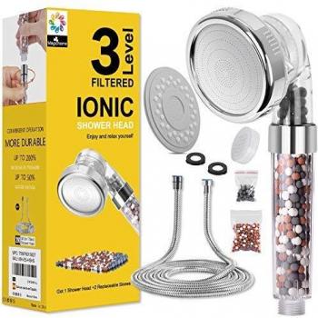 Magichome Alcachofa Ducha con Manguera 2M, 3 Modos Cabezal Ducha, Grifo Ducha con Alta Presiòn, Ahorro de Agua de Ducha Ionica Desmontable Portátil Cabeza de Ducha