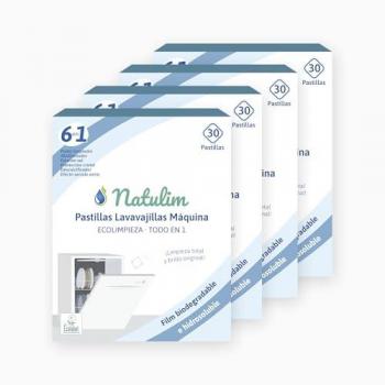 Pastillas de Lavavajillas Natulim 6 en 1 - Eco-Limpieza, Biodegradables e Hidrosolubles, Limpieza Profunda, Abrillantador, Función Sal, Protección Cristal, Descalcificador