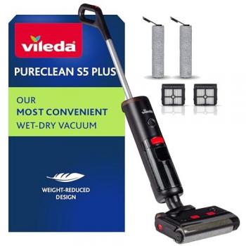 Aspiradora vertical inalámbrica Vileda PureClean S5 Plus 3 en 1 con función de autolimpieza, depósito dual y 30 minutos de autonomía