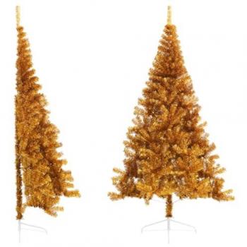 vidaXL Artificial Half Christmas Tree with Stand Gold 240 cm PET