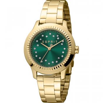 Esprit Joyce Women's Analog Watch - Yellow Gold Bracelet, Bottle Green Dial