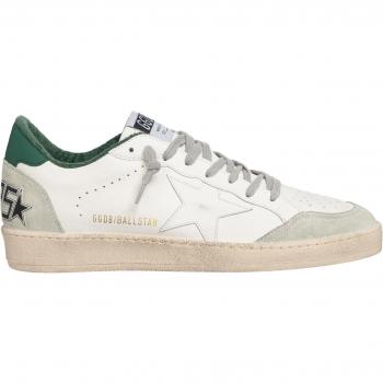 Golden Goose Men's Ballstar White/Green Low Sneakers, Size 45