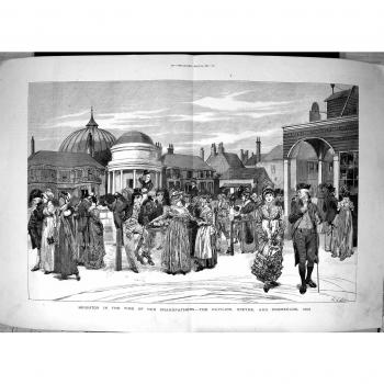 Impresión Antigua del Centro Vacacional 1883 de la promenade de Steyne del Pabellón de Brighton Inglaterra