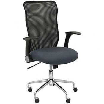 Silla de Oficina Minaya, Respaldo de Malla Negra y Asiento Bali en Gris Oscuro - Piqueras y Crespo