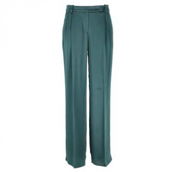 PINKO Women's Green Viscose Satin Wide Trousers Size 40