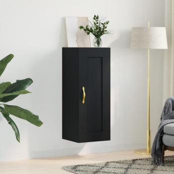 Gabinete de pared negro 34,5x34x90 cm madera multicapa
