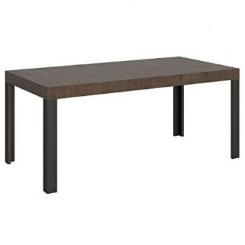 Mesa extensible 90x284 cm Línea Nogal con patas de metal gris oscuro