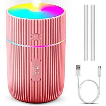 Kweey Humidificador,Mini Humidificadores Aire con Alimentación USB,Función de luz Nocturna y apagado automático,2 modos de niebla y ncionamiento silencioso,para hogar,Oficina,Coche