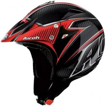 Airoh Evergreen Casco para motociclista, color Negro Carbón-Rojo, talla 62-XL