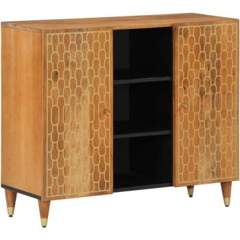 Armario auxiliar madera maciza de mango 90x33x75 cm, Armario, Armario de Almacenamiento, Armario Consola, aparador, aparador de salón