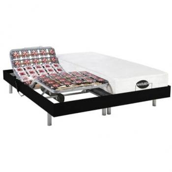 Cama articulada eléctrica LYSIS III de NATUREA con colchón de memoria de forma y bambú - 2x90x200 cm - Negro - Motores OKIN
