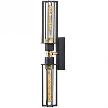 Aplique de pared WELLHOME, estructura de hierro color negro, dimensiones 8x15x50 cm, casquillo 2 x E27, potencia máxima 40 W