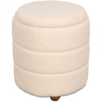 Puff de Almacenaje 42cm con Tela Rizada Color Blanco Nube - Silla Multiusos de Poliéster (Medidas: 42*48*42)