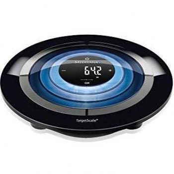 Medisana TargetScale, báscula digital de análisis del cuerpo con modo atleta, grasa corporal, agua corporal, masa muscular, medición del peso de los huesos con aplicación e iluminación LED