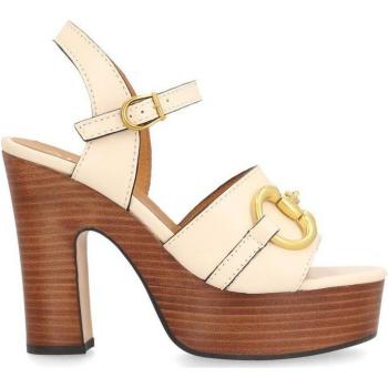 Sandalias de Tacón de Piel Seta para Mujer Alpe con Suela Antideslizante y Cierre de Hebilla - Modelo Venus Blanco Roto (37) 2024