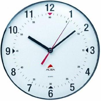 Alba Horclas, Reloj de Cuarzo Clásico de Pared, Plástico, Negro y Blanco, 25 cm