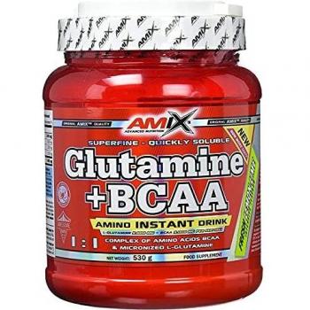 AMIX - Bcaa Glutamina - 530 Gramos - Complemento Alimenticio de Glutamina en Polvo - Reduce el Catabolismo Muscular - Óptimo para Deportistas - Sabor Lima Limón - Aminoácidos Ramificados