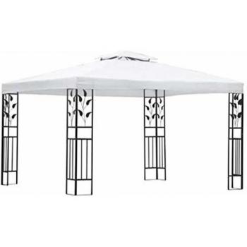 vidaXL Carpa de Jardín Acero y Tela Blanco y Negro 3x4 m Cenador Carpa Patio