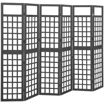vidaXL 6-Panel Room Divider/Trellis Solid Fir Wood Black 242.5x180 cm