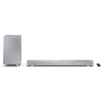 Barra de Sonido Sharp HT-SBW53121 3.1.2 con Dolby Atmos/DTS:X y Subwoofer Inalámbrico, Potencia Máxima 550W, Color Gris