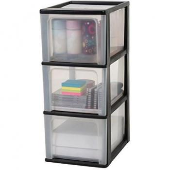 Iris Ohyama, Torre de Almacenamiento, Organizador, 3 Cajones de 13 L, Tamaño A4, Cajones Transparentes, Oficina, Sala de Estar - Organizer Chest Och-2300 - Negro