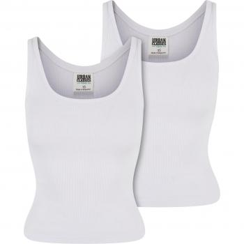 Urban Classics Women's Organic Basic Rib Top 2-Pack - White - Sizes L to 3XL