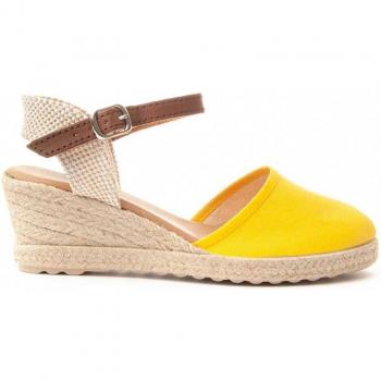 Alpargatas de Esparto con Cuña para Mujer Montevita Monsparto en Color Amarillo Talla 40