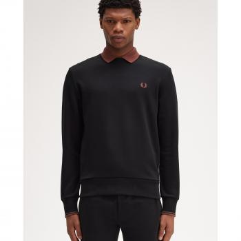 Fred Perry Men's Crew Neck Sweatshirt - Classic Black, Size Medium