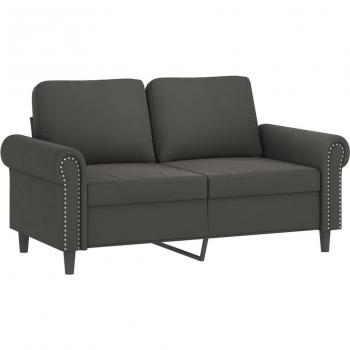 Dark Grey Velvet 2-Seater Sofa - 120 cm (47.2)
