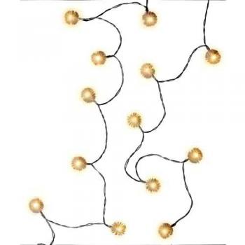 Guirnalda de luces LED Bola de Nieve 20 LEDs, blanca-transparente, con función de temporizador, luz cálida (3000 K), a pilas