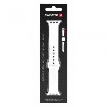 Correa de silicona Swissten para Apple Watch de 42 y 44 mm - blanco