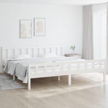 Estructura de cama de madera maciza blanca Super King 180x200 cm