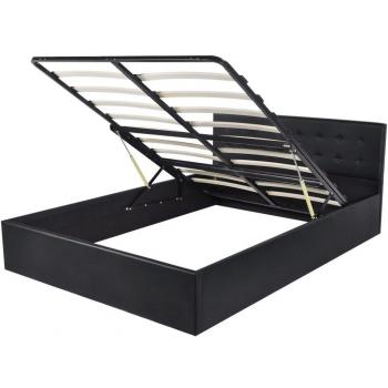 vidaXL Cama hidráulica con depósito 140 cm cuero artificial negro