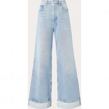 Agolde Dame High Rise Wide Leg Cuffed Jeans in Showdown - Size: 26