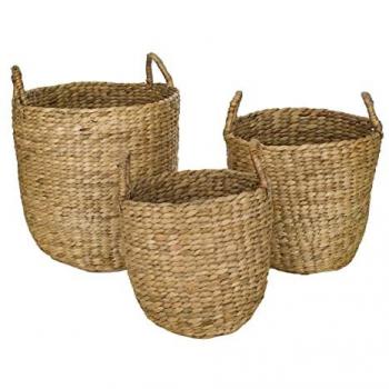 Cestas Decorativas de Mimbre Marrón - Pack de 3 Unidades 39x39x39 cm