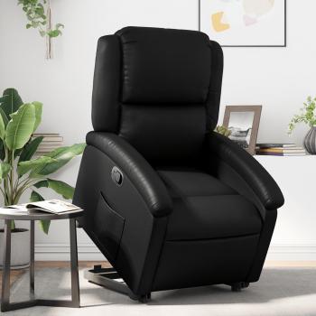 Silla de elevación de cuero negro Vidaxl, sillón reclinable elevable, cuero artificial negro