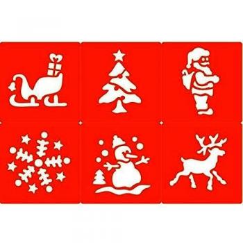 Plantillas Navideñas Reutilizables - 14,5x14,5cm - Pack de 6 Pochoirs Asortidos