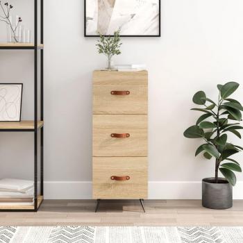 Aparador de madera contrachapada 34,5x34x90 cm color roble Sonoma, mueble de almacenaje para salón, buffet y armario auxiliar