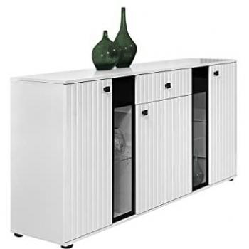 Vitrina Tucson 168 Blanca con Cajones y Puertas, 80x141x41cm