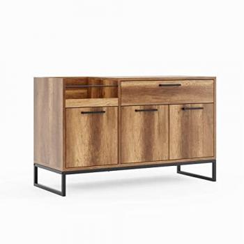 Mueble Multiusos Yukon de Aglomerado de Melamina y Metal en Nogal, 114,4x45x71 cm
