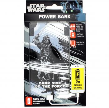 Lazerbuilt PBSW-6FL - Batería externa portátil de 6000 mAh, diseño Darth Vader, color negro