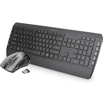 Trust Tecla-2 - Teclado y ratón inalámbricos, silencioso, qwerty español, negro