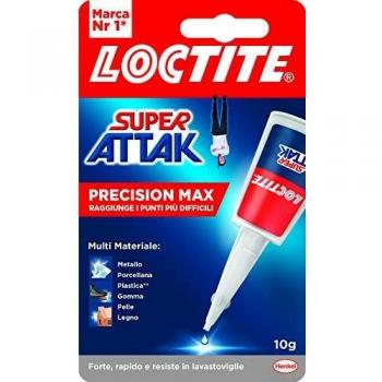 Loctite Super Attak Precision Maxi 10g - Adhesivo instantáneo líquido transparente con beccuccio extra largo, multi-material