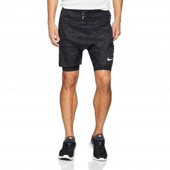 Nike Distance Elevate Pantalones Cortos, otoño/Invierno, Hombre, Color Blanco/Negro, tamaño Small