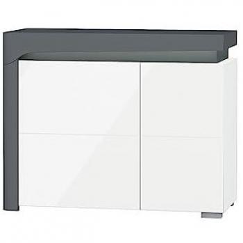 Aparador 2 puertas con LED estratificado blanco y gris Teo