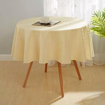 Deconovo Mantel Tela Mesa Rectangular Manteles Cocina Impermeable Poliester Originales 150 cm Beige Oscuro
