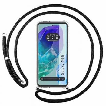 Funda Colgante Transparente para Samsung Galaxy M55 5G con Cordón Negro